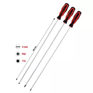 ERGOTORQUEplus skruvmejsel-sats. spår. PH. Torx. 3 delar. extra lång