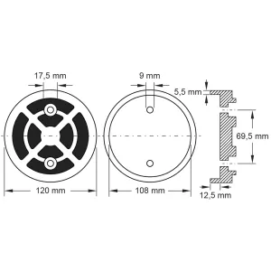 Gummitallrik 07 för lyftar från Launch / Twin Busch / RP Tools. Ø 120 mm