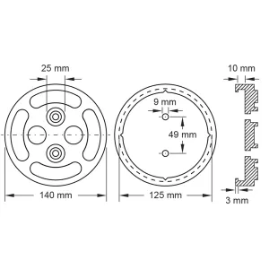 Gummitallrik 09 för lyftar från Twin Busch. Ø 140 mm