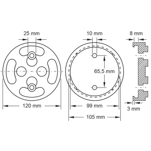 Gummitallrik 11 för lyftar från Twin Busch. Ø 120 mm