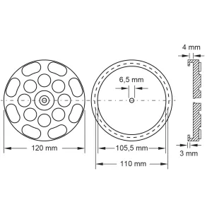 Gummitallrik 13 för lyftar från J.A. Becker/ATH/HOFMANN/Hermann. Ø 120 mm