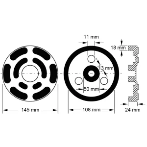 Gummitallrik 17 för lyftar från Ravaglioli / OMCN. Ø 145 mm