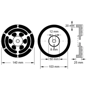 Gummitallrik 20 för lyftar från OMCN. Ø 140 mm