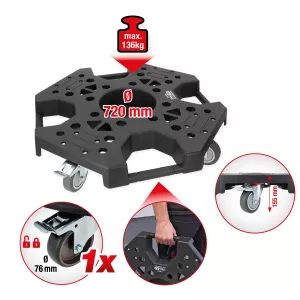 Fälg- och däckstransportvagn. bärförmåga 136 kg. Ø 720 mm