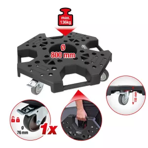 Fälg- och däckstransportvagn. bärförmåga 136 kg. Ø 800 mm