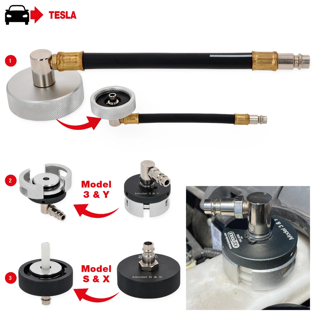 Adaptersats för bromsluftning till Tesla. 3 delar