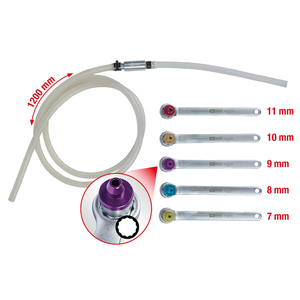 Bromssystem-avluftningsnyckel-sats. 6-delar