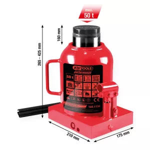 performance Hydraulisk pelardomkraft 50000 kg. lyfthöjd: 265–425 mm