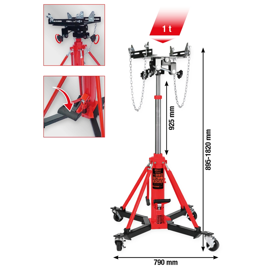 performance Hydraulisk domkraft med bord. 1000 kg