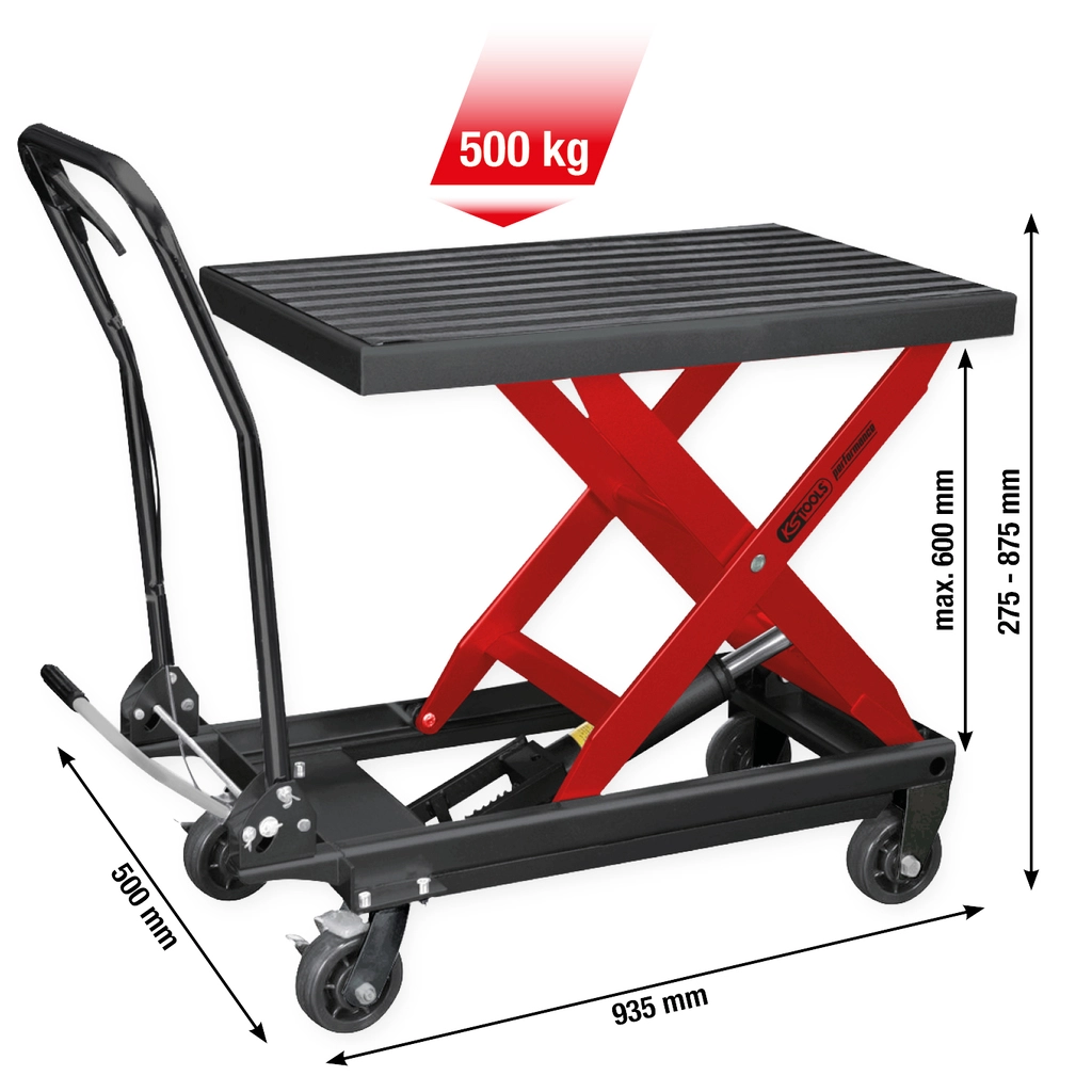 performance Transportabelt hydraulisk förvaringsbord. 500 kg