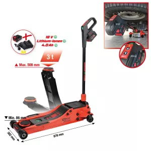 e-performance hydraulisk sladdlös domkraft. 3 t. max. höjd 616 mm
