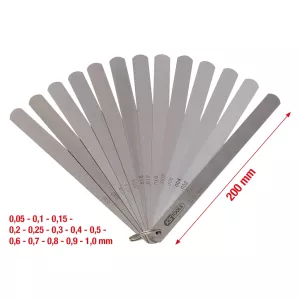 Kolvspelmått. 13 blad. 0.05-1mm. 150mm lång