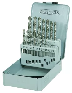 HSS-G spiralborrsats. låda i stålplåt 19-delar 1-10mm