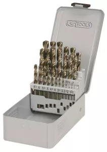 HSS-G Co 5 spiralborrsats. låda i stålplåt 25-delar 1-13mm