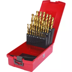 HSS-TiN spiralborrsats. låda i plast 25-delar 1-13mm
