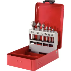 HSS-G Co 5 konisk avgradningsförsänkarsats i stålplåtkassett 6-delar