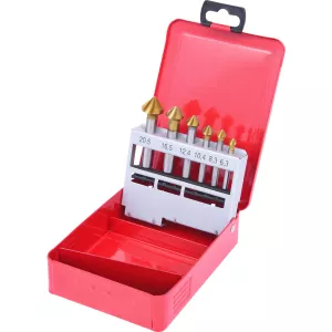 HSS-TiN konisk avgadningsförsänkarsats i stålplåtkassett 6-delar