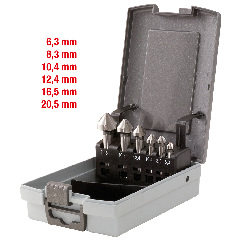 HSS-G Co 5 konisk försänkarsats i plastkassett 6-delar