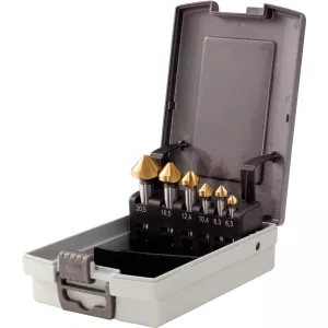 HSS-TiN konisk försänkarsats i plastkassett 6-delar