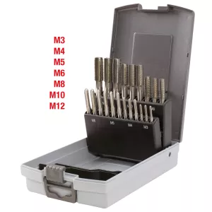 HSS CO handgängningsborrsats M.plastlåda. 21-delar. M3-M12