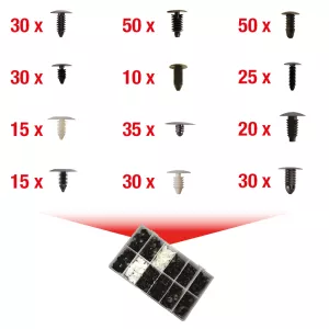 Fastsättningsklämma-sats för kabelträd. 340-delar