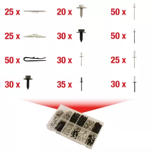 Fastsättningsklämma-sats - snabblås. 400-delar