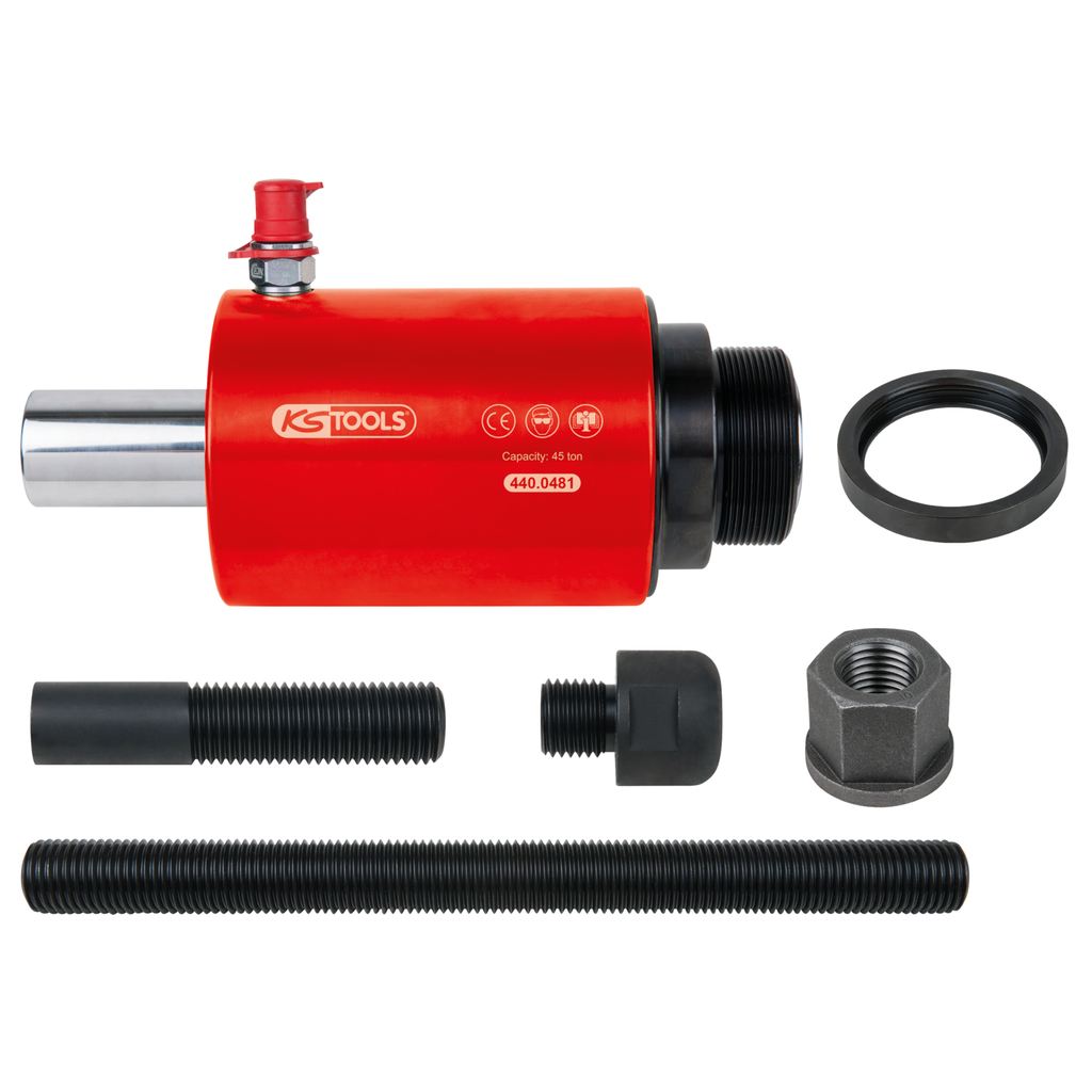Tryck- och drag-hydraulcylinder-sats. 7-delar
