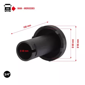 3/4" hylsa med 6 tappar till Mercedes. 80-95mm