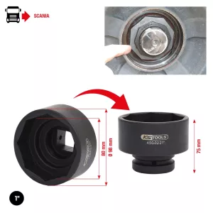 1" axelhylsa till Scania. 8-kant. 80mm