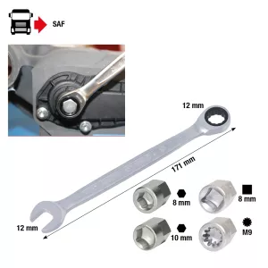 Bromskolvar special-insticksnyckel-sats för WABCO och Knorr skivbromsar. 5 delar