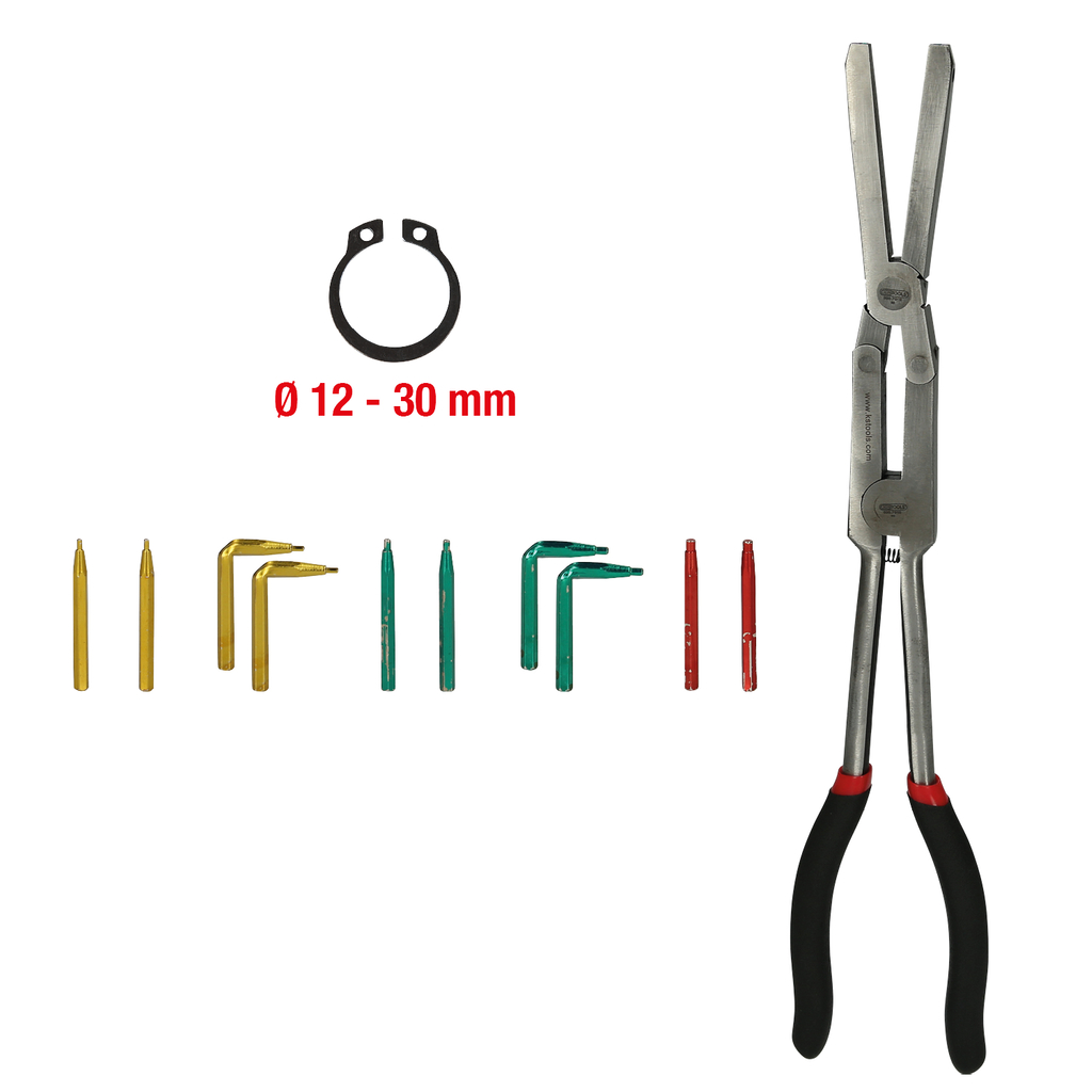 Dubbelled-låsstång för inre låsringar med utbytbara spetsar