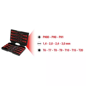 finmekanik skruvmejselsats.PH. slits Torx. 14-delar
