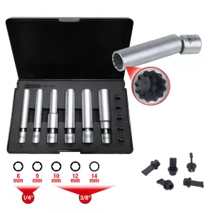 1/4"+ 3/8" ledad special glöd- och tändstiftshylsa. sats 11 delar