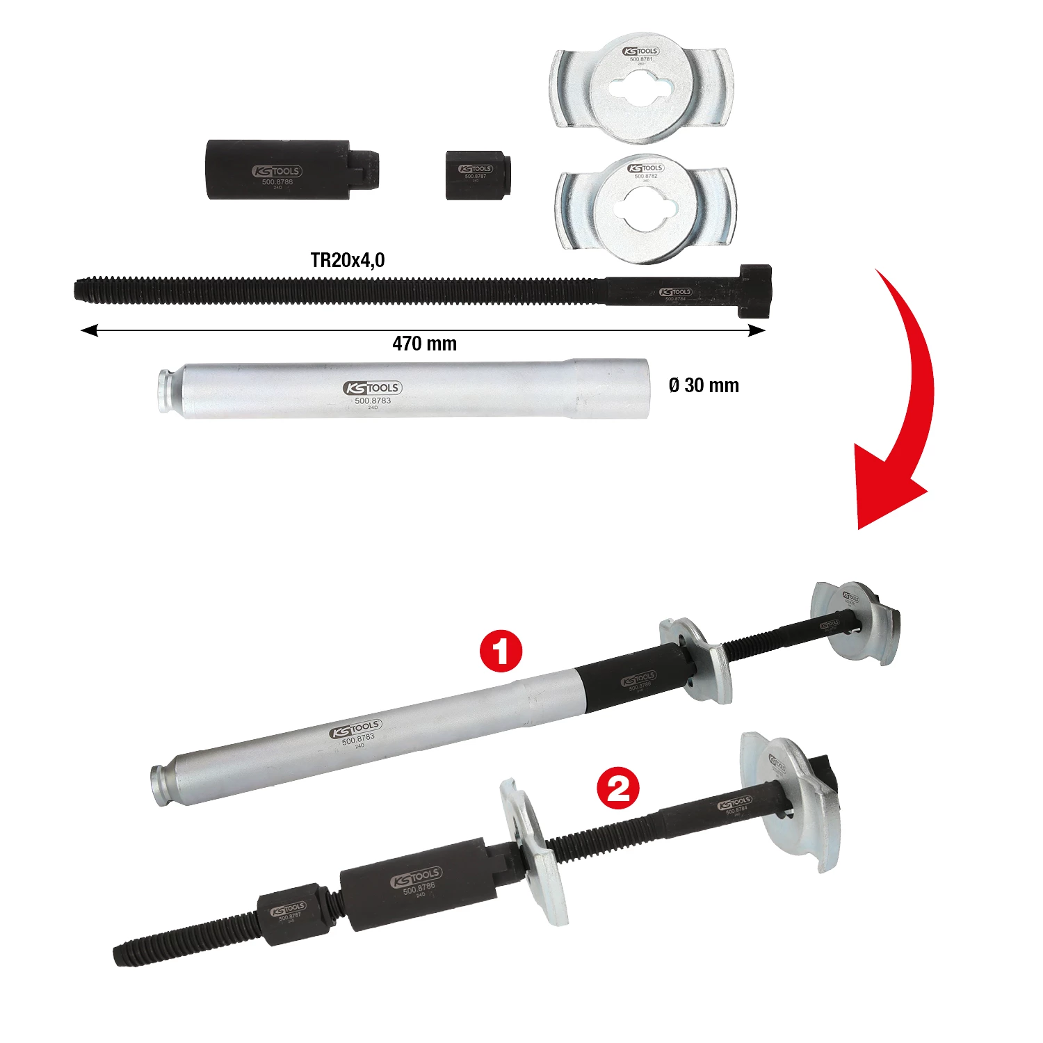 Universalt kit invändig fjäderspännare. 6 delar