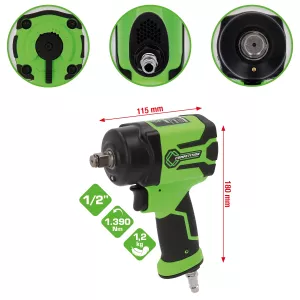 1/2" COMPETITION mini högkapacitets-tryckluft-mutterdragare 1 750 Nm