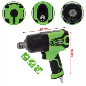 3/4" COMPETITION Högkapacitet-tryckluft-slagskruvmejsel. 2000Nm