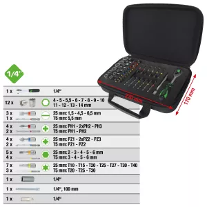 COMPETITION mini-bit-hylsnyckel-sats. 51 delar