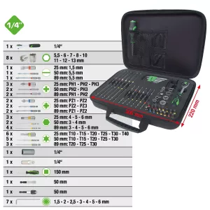 COMPETITION mini-bit-hylsnyckel-sats. 60 delar