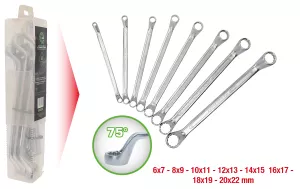 COMPETITION Dubbel-ringnyckelsats. 8-delar. böjd