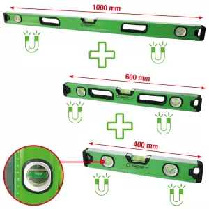 COMPETITION vattenpass-sats. 3-delar. 400 + 600 + 1000 mm