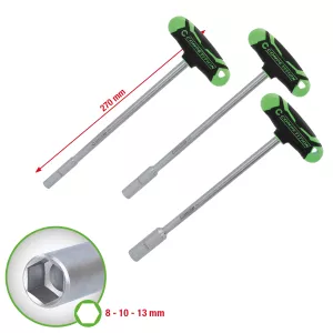 COMPETITION hylsskruvmejselsats med T-handtag. 3 delar. 8–13 mm