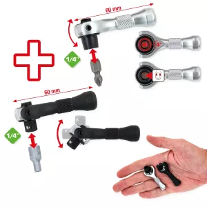 1/4" mikro-spärrskaft-sats. 2 delar