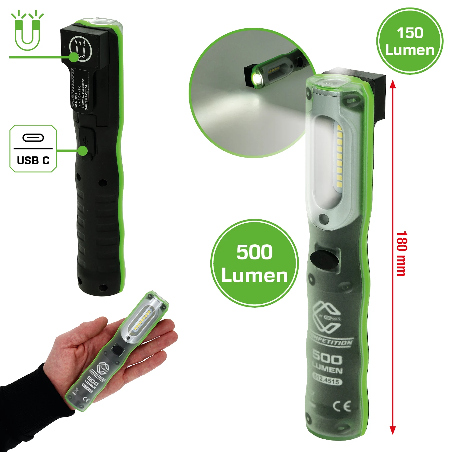COMPETITION LED-arbetslampa. 500 lumen