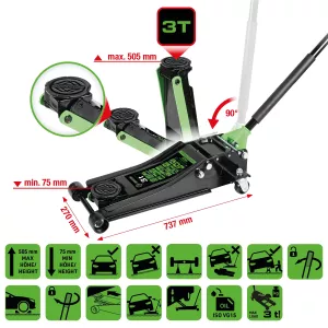COMPETITION hydraulisk ståldomkraft 3000 kg. platt