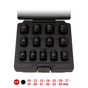 1/2" 12-kant-krafthylssats. kort. 13-delar