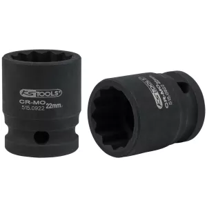 1/2" 12-kant-krafthylsa. kort 22mm