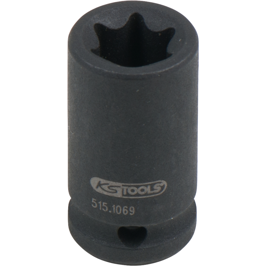 1/4" Torx kraft-hylsa. kort. E10