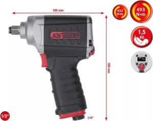 1/2" mini tryckluft-mutterdragare 433Nm