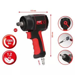 1/2" THE miniDEVIL Högkapacitet-tryckluft-slag muttermaskin. 1084Nm