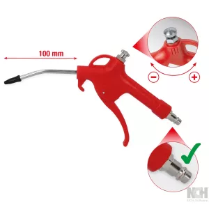 tryckluft-blåsmunstycke med flödesreglering